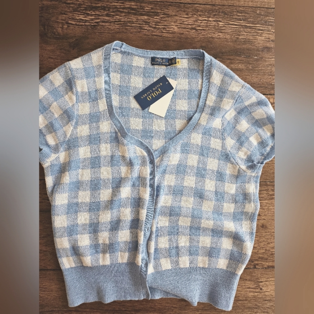NEW Ralph Lauren Gingham Cardigan
